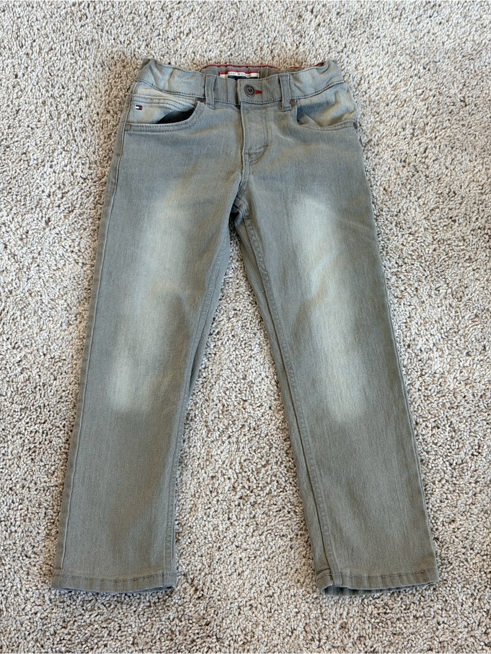 Tommy Hilfiger Boys' Straight Jeans in Light Gray-Green Wash
